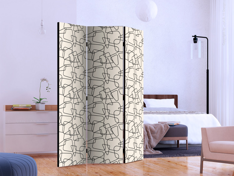 Folding Screen Rounded Geometry (3-piece) - modern pattern on a light background 124196 additionalImage 2