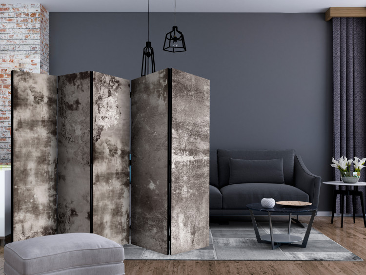 Room Separator Old Plaster II (5-piece) - composition with a texture of gray concrete 124296 additionalImage 4