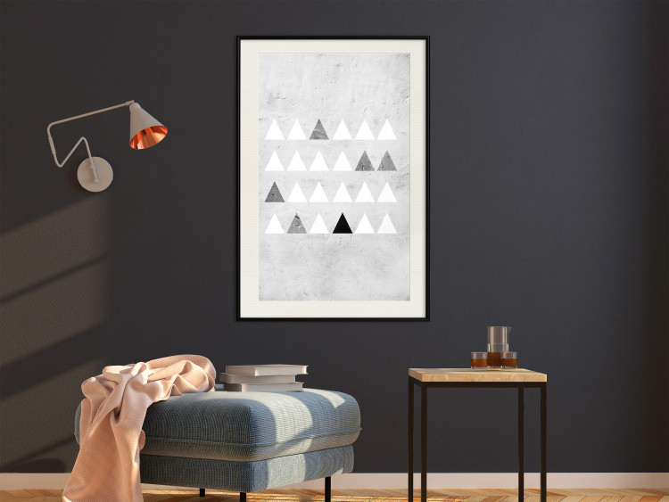Poster Gray Forest - black and white triangular geometric shapes on concrete background 124496 additionalImage 22