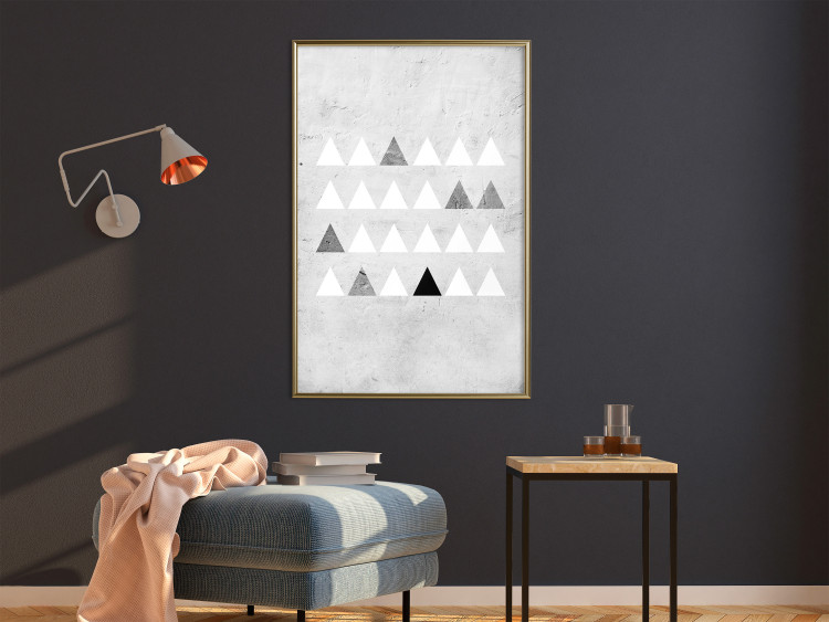 Poster Gray Forest - black and white triangular geometric shapes on concrete background 124496 additionalImage 5