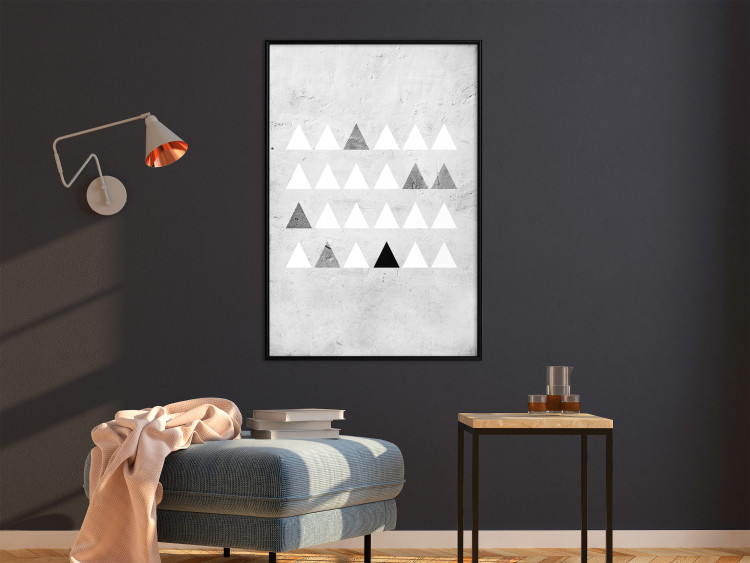 Poster Gray Forest - black and white triangular geometric shapes on concrete background 124496 additionalImage 5