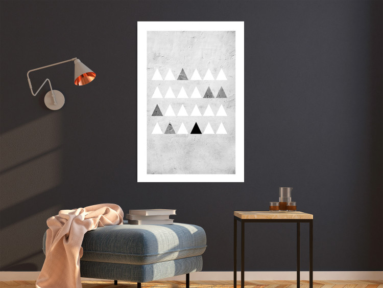 Poster Gray Forest - black and white triangular geometric shapes on concrete background 124496 additionalImage 2