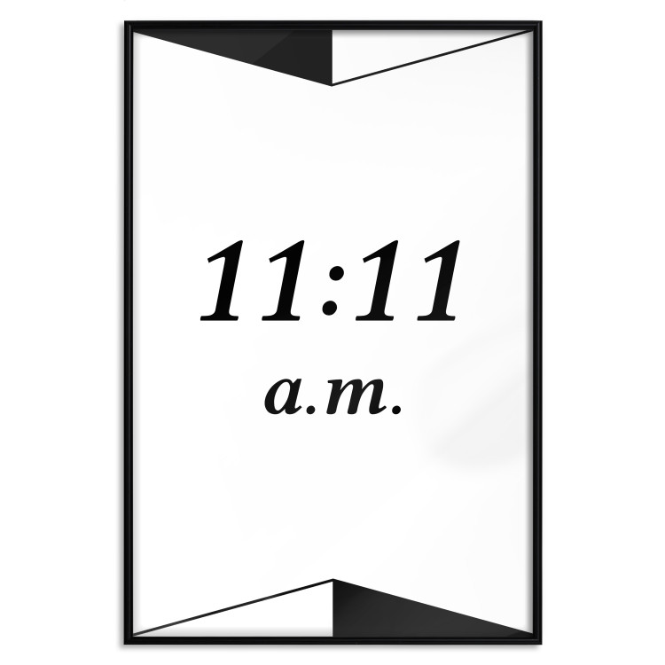 Wall Poster Unusual Hour - numbers between triangles in a black and white motif 125096 additionalImage 18