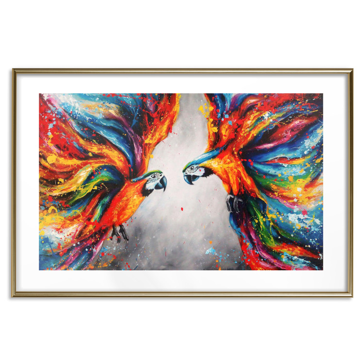 Poster Energy of Colors - abstract colorful animals on a gray smoke background 127096 additionalImage 16