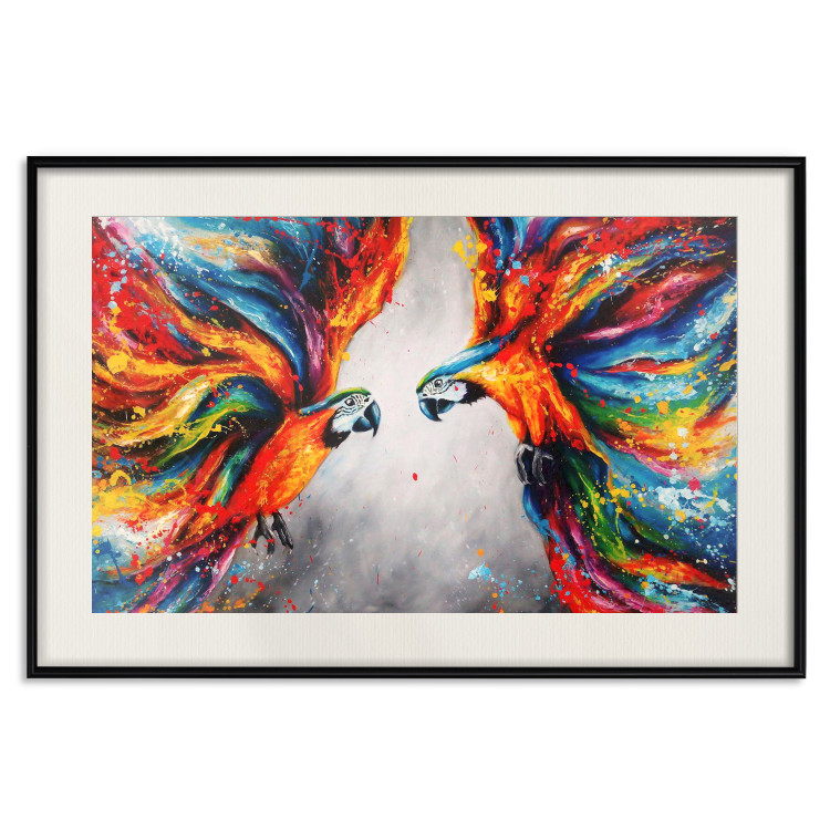 Poster Energy of Colors - abstract colorful animals on a gray smoke background 127096 additionalImage 19