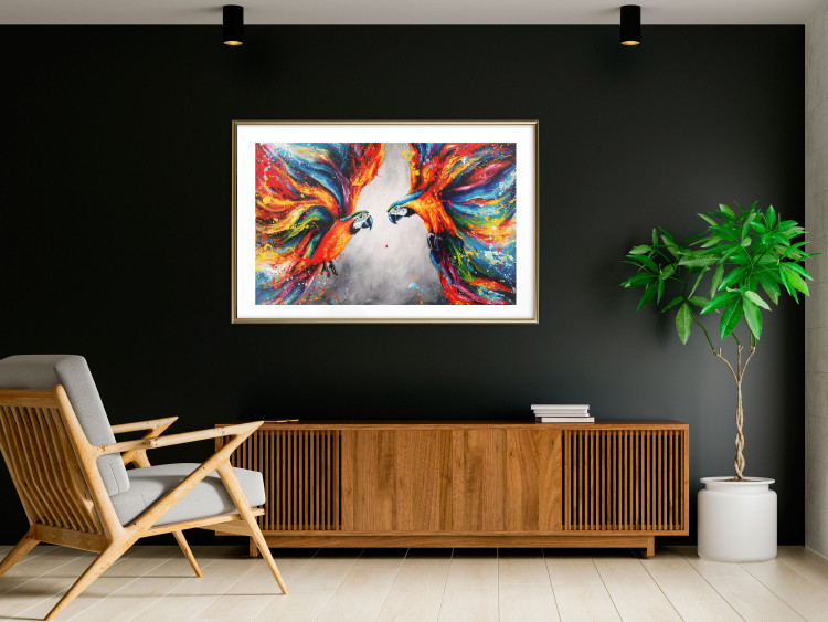 Poster Energy of Colors - abstract colorful animals on a gray smoke background 127096 additionalImage 13