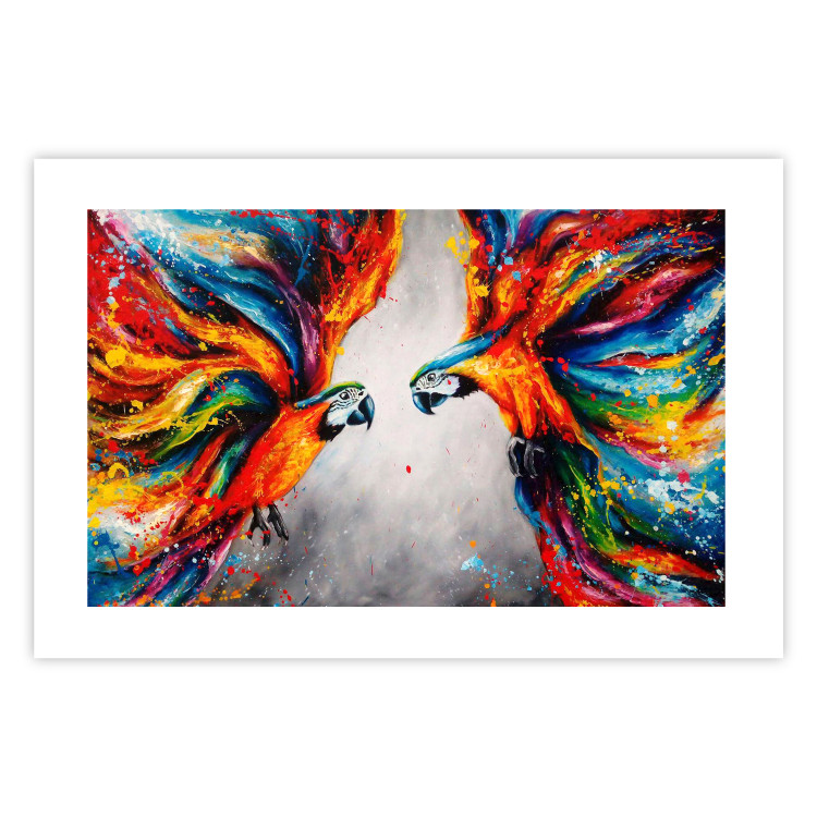 Poster Energy of Colors - abstract colorful animals on a gray smoke background 127096 additionalImage 19