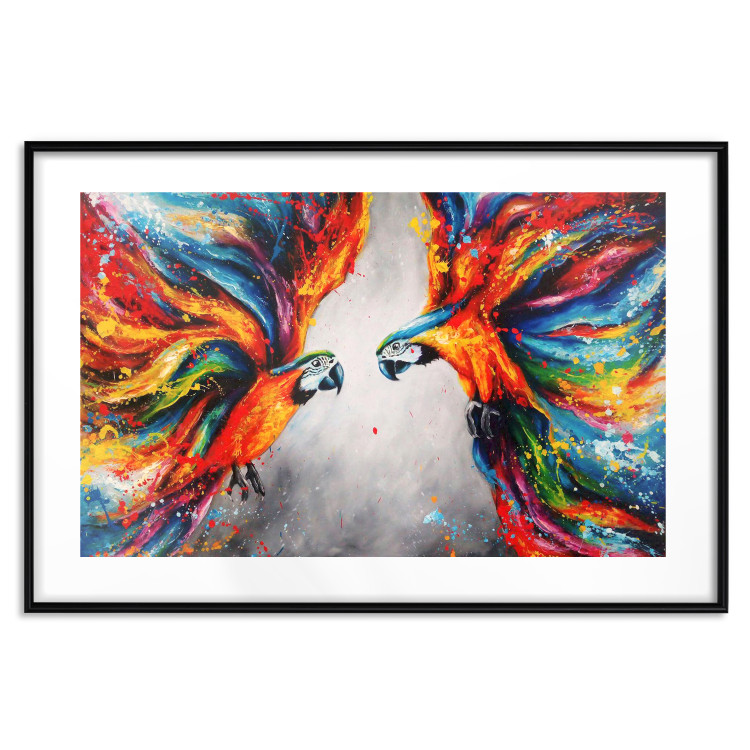 Poster Energy of Colors - abstract colorful animals on a gray smoke background 127096 additionalImage 17