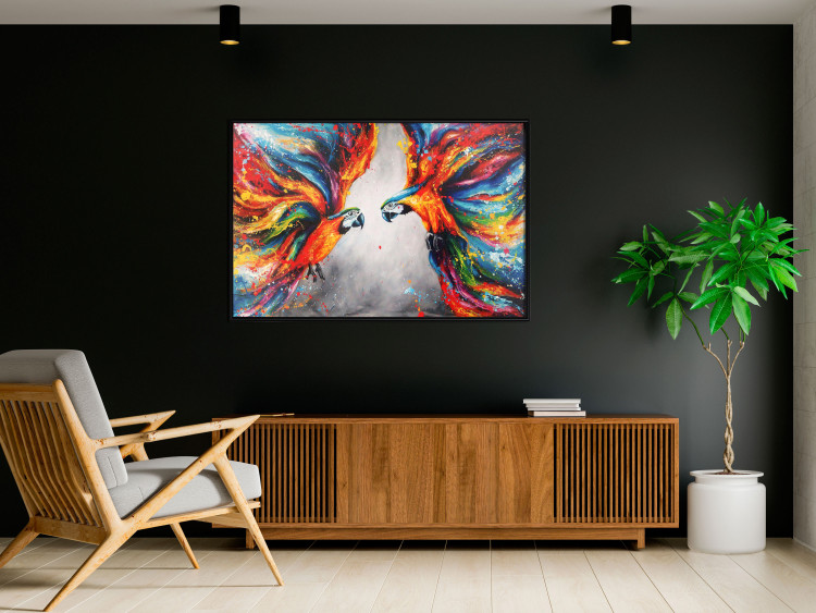 Poster Energy of Colors - abstract colorful animals on a gray smoke background 127096 additionalImage 6