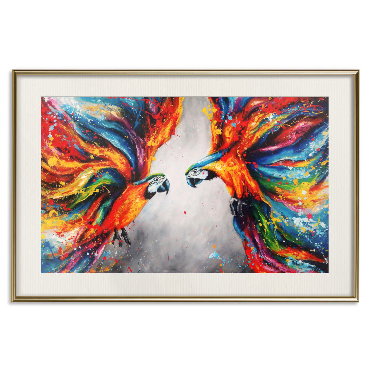 Poster Energy of Colors - abstract colorful animals on a gray smoke background 127096 additionalImage 20