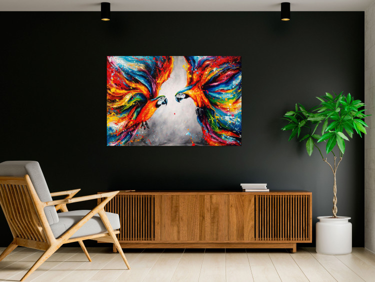 Poster Energy of Colors - abstract colorful animals on a gray smoke background 127096 additionalImage 4
