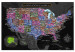 Canvas Art Print Multicoloured map of North America - on black background 127896