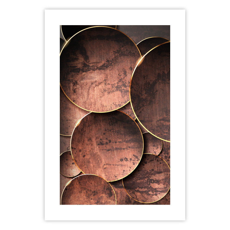 Wall Poster Sounds of Nature - unique composition with brown circles of metal texture 129096 additionalImage 25