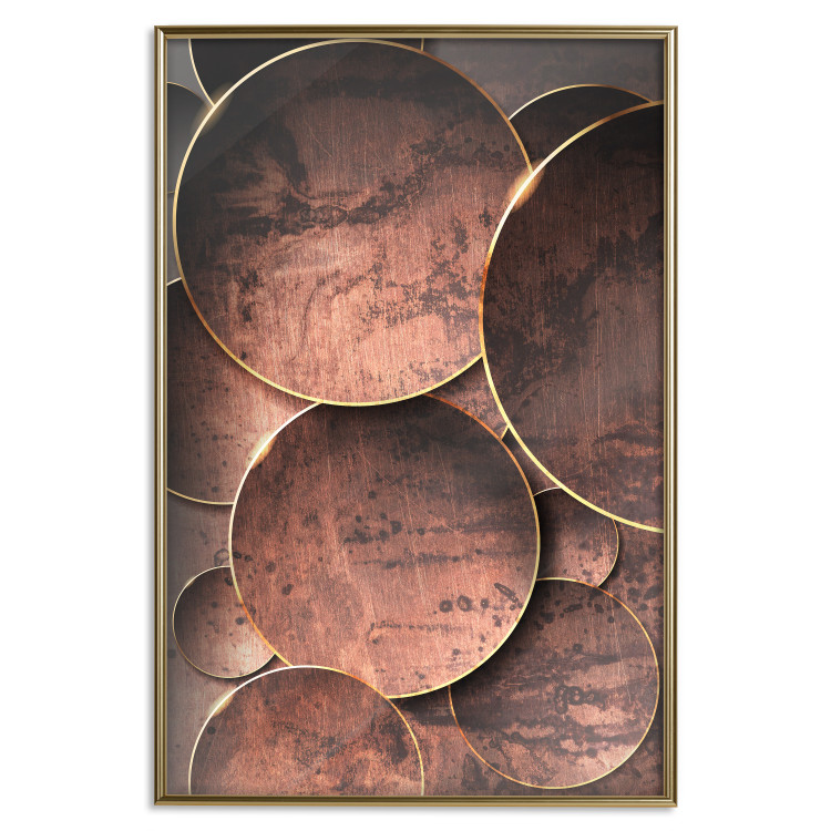Wall Poster Sounds of Nature - unique composition with brown circles of metal texture 129096 additionalImage 21