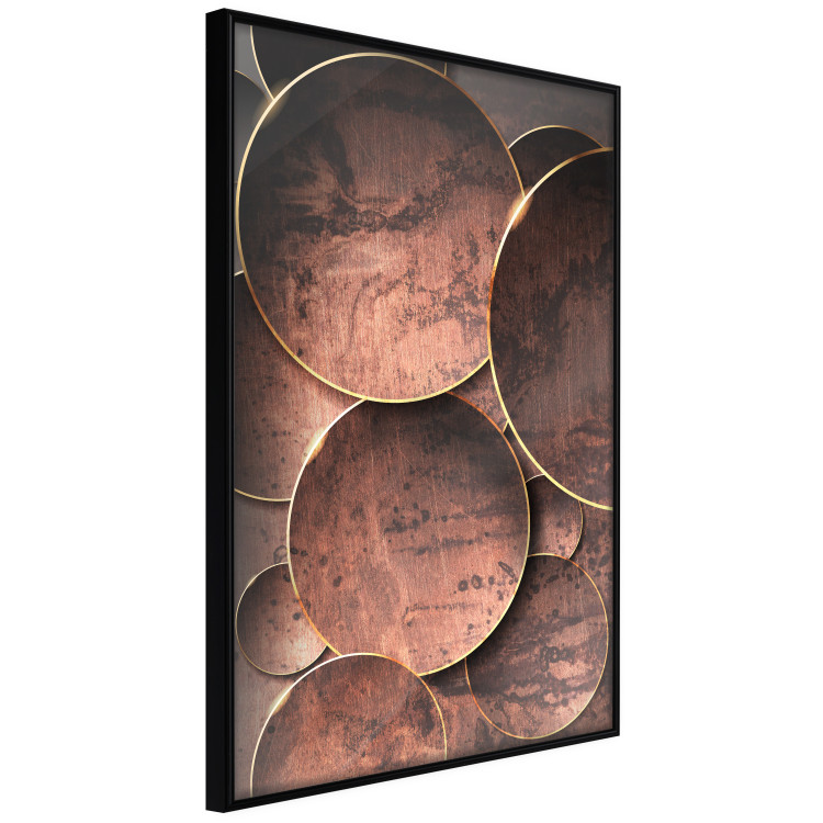 Wall Poster Sounds of Nature - unique composition with brown circles of metal texture 129096 additionalImage 13