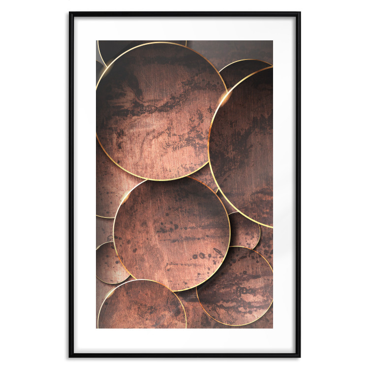 Wall Poster Sounds of Nature - unique composition with brown circles of metal texture 129096 additionalImage 17