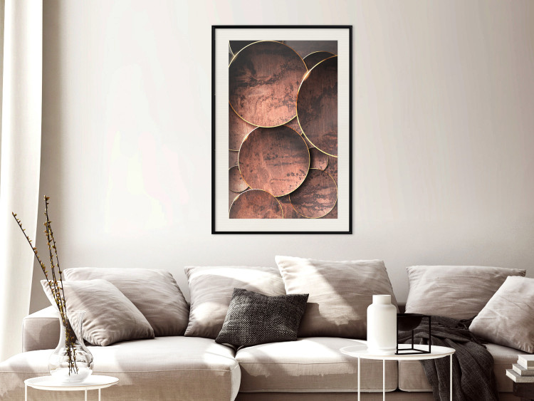 Wall Poster Sounds of Nature - unique composition with brown circles of metal texture 129096 additionalImage 24