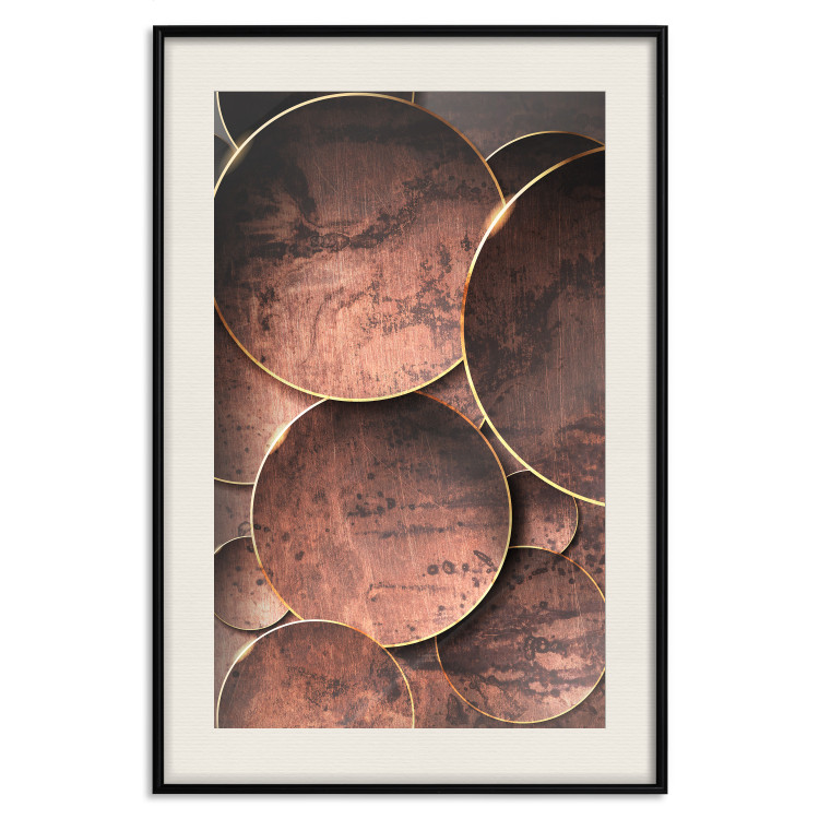 Wall Poster Sounds of Nature - unique composition with brown circles of metal texture 129096 additionalImage 19