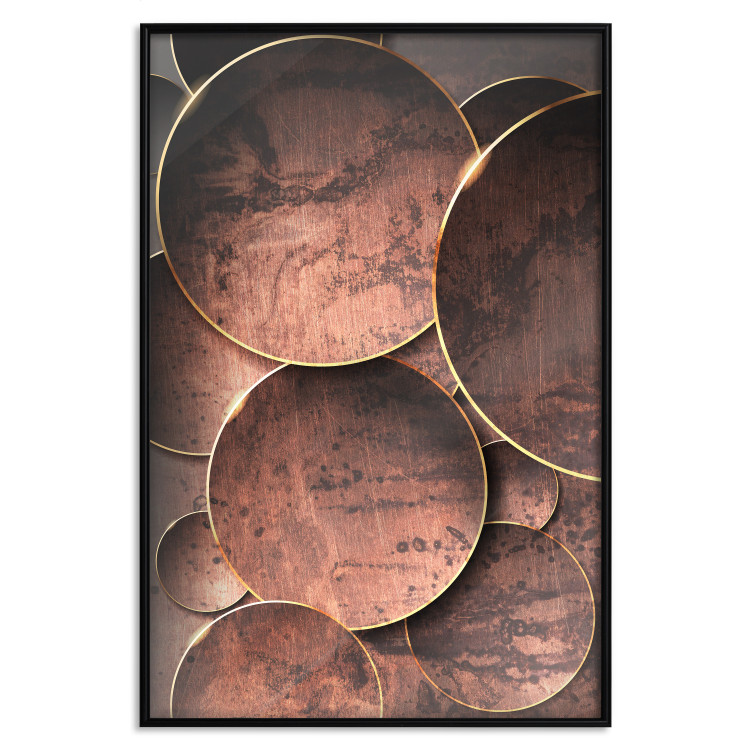 Wall Poster Sounds of Nature - unique composition with brown circles of metal texture 129096 additionalImage 16