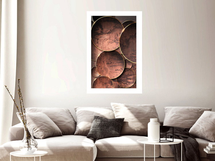 Wall Poster Sounds of Nature - unique composition with brown circles of metal texture 129096 additionalImage 5