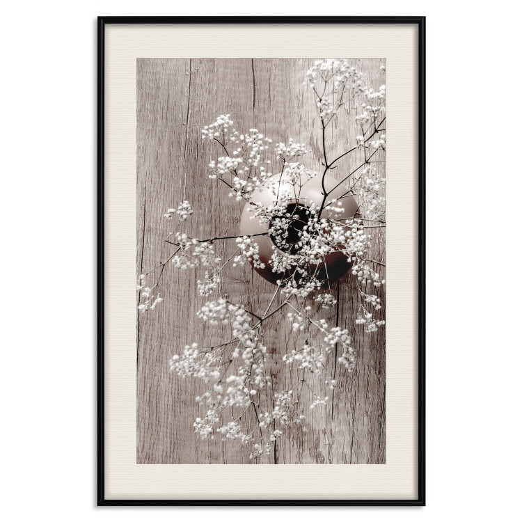 Wall Poster Dried Flowers - composition with white plant in vase against wooden background 129396 additionalImage 18