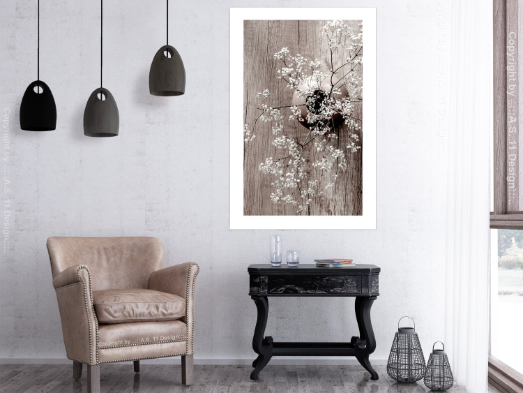 Wall Poster Dried Flowers - composition with white plant in vase against wooden background 129396 additionalImage 2