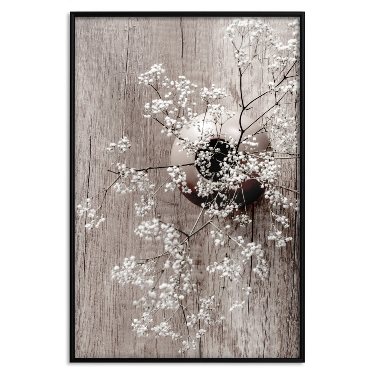 Wall Poster Dried Flowers - composition with white plant in vase against wooden background 129396 additionalImage 24