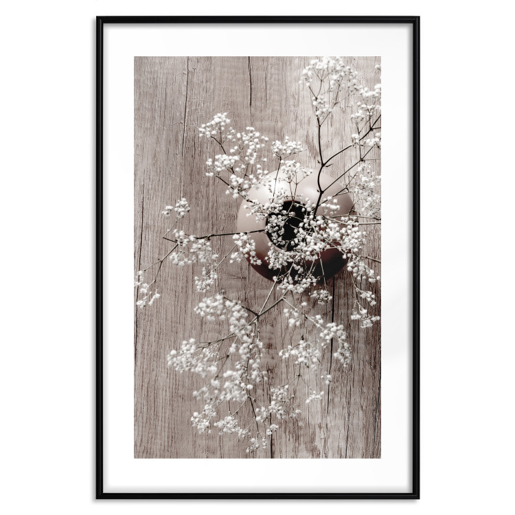 Wall Poster Dried Flowers - composition with white plant in vase against wooden background 129396 additionalImage 15