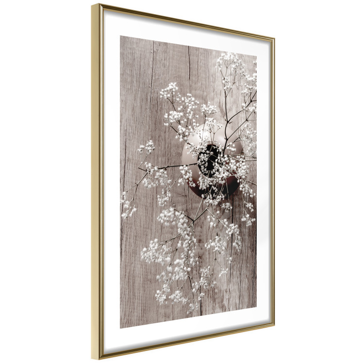 Wall Poster Dried Flowers - composition with white plant in vase against wooden background 129396 additionalImage 8