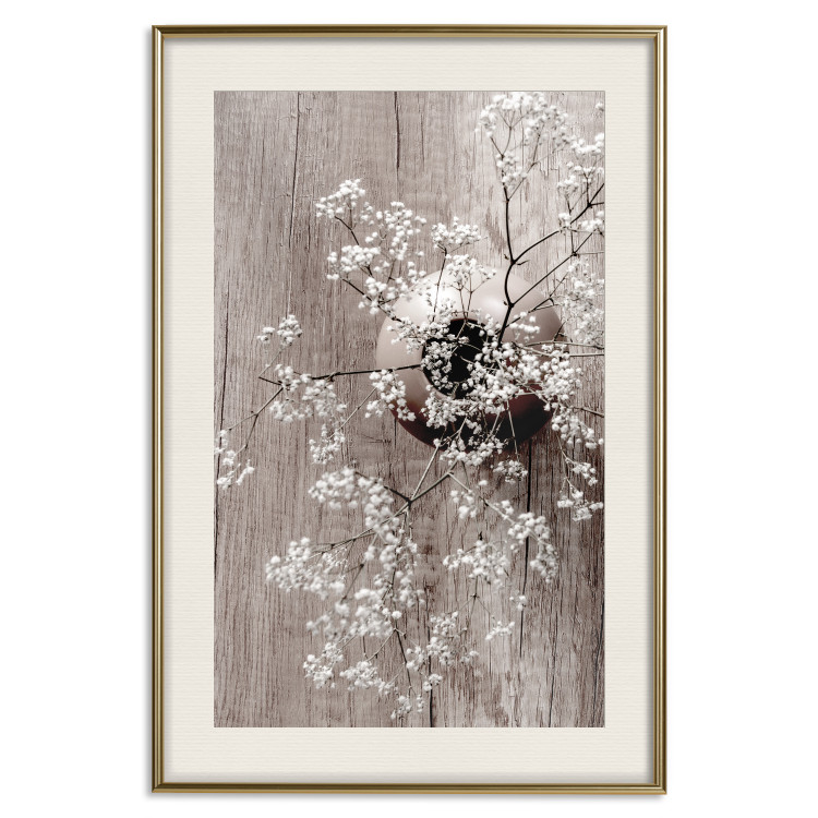Wall Poster Dried Flowers - composition with white plant in vase against wooden background 129396 additionalImage 19