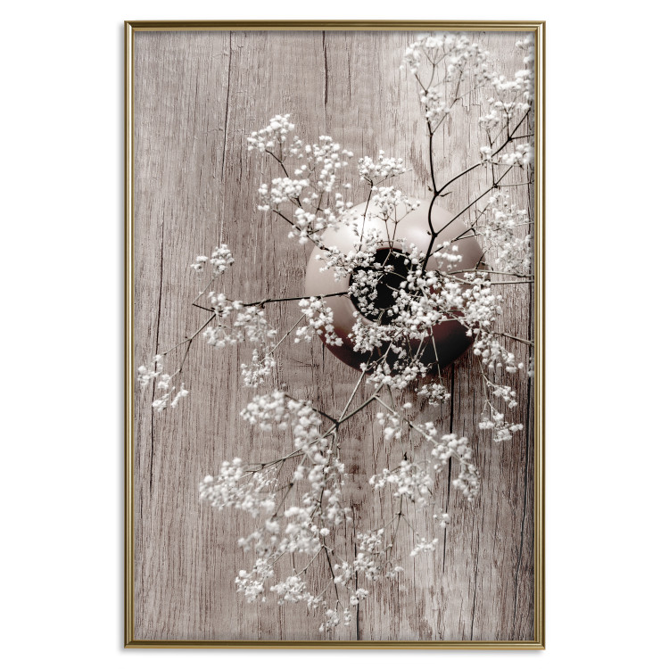 Wall Poster Dried Flowers - composition with white plant in vase against wooden background 129396 additionalImage 20