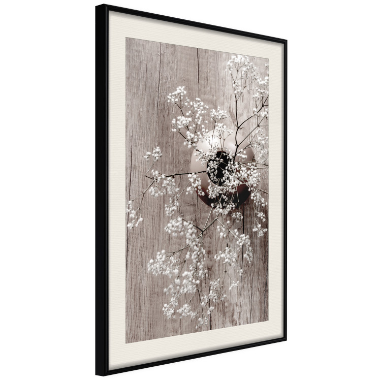 Wall Poster Dried Flowers - composition with white plant in vase against wooden background 129396 additionalImage 3