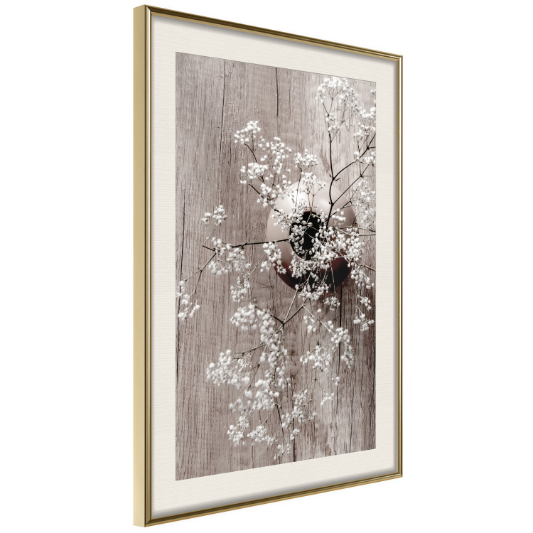 Wall Poster Dried Flowers - composition with white plant in vase against wooden background 129396 additionalImage 2
