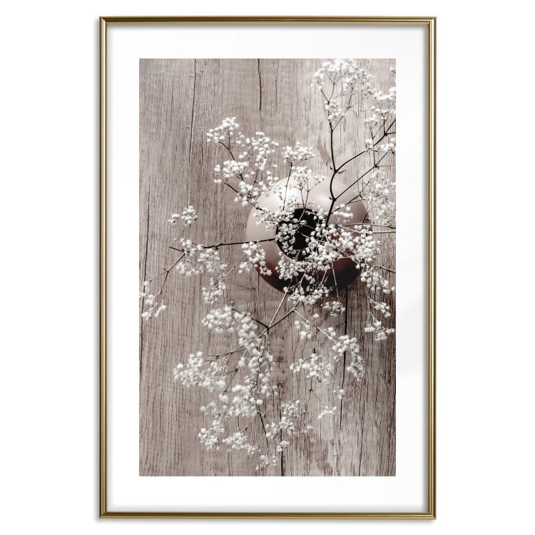 Wall Poster Dried Flowers - composition with white plant in vase against wooden background 129396 additionalImage 14