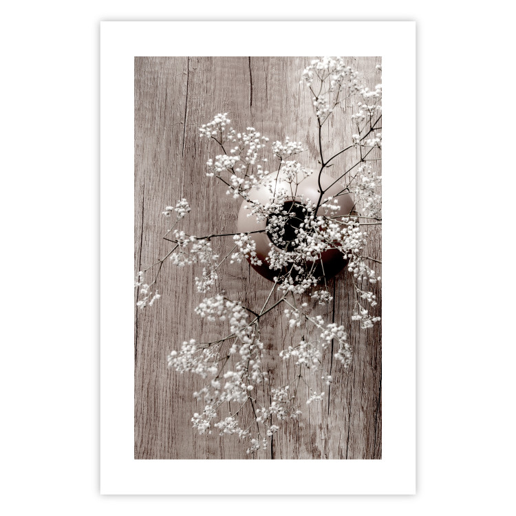 Wall Poster Dried Flowers - composition with white plant in vase against wooden background 129396 additionalImage 19