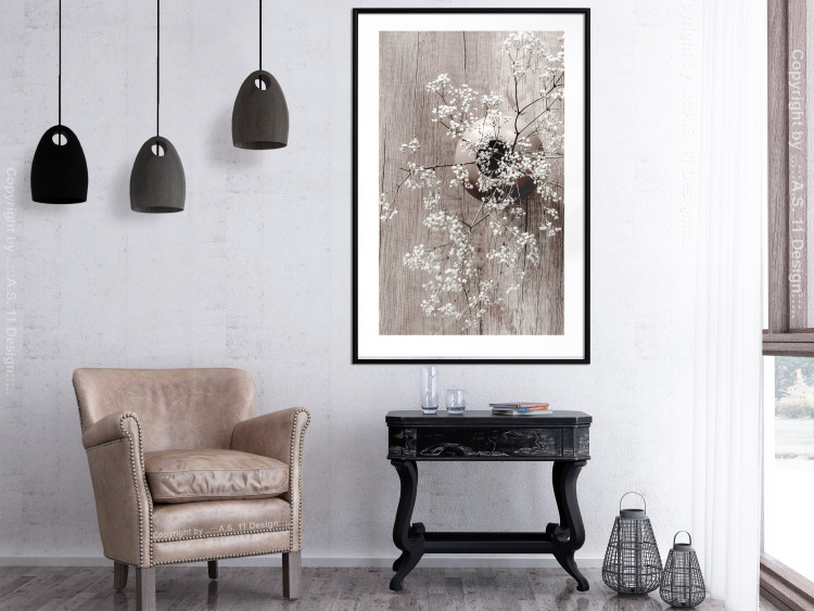 Wall Poster Dried Flowers - composition with white plant in vase against wooden background 129396 additionalImage 4
