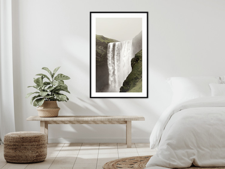 Poster Majesty of Nature - landscape of a waterfall amidst moss-covered rocks 130296 additionalImage 23