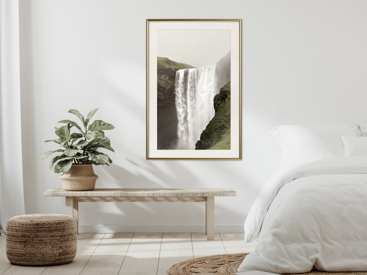 Poster Majesty of Nature - landscape of a waterfall amidst moss-covered rocks 130296 additionalImage 22
