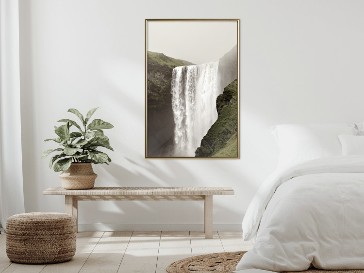 Poster Majesty of Nature - landscape of a waterfall amidst moss-covered rocks 130296 additionalImage 11