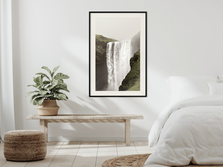 Poster Majesty of Nature - landscape of a waterfall amidst moss-covered rocks 130296 additionalImage 24