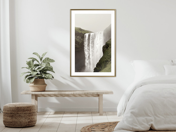 Poster Majesty of Nature - landscape of a waterfall amidst moss-covered rocks 130296 additionalImage 15