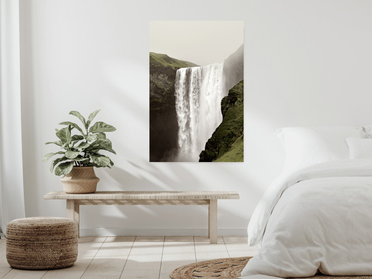Poster Majesty of Nature - landscape of a waterfall amidst moss-covered rocks 130296 additionalImage 3