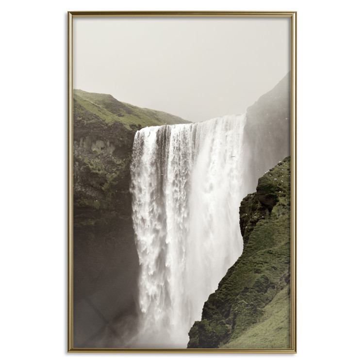 Poster Majesty of Nature - landscape of a waterfall amidst moss-covered rocks 130296 additionalImage 21
