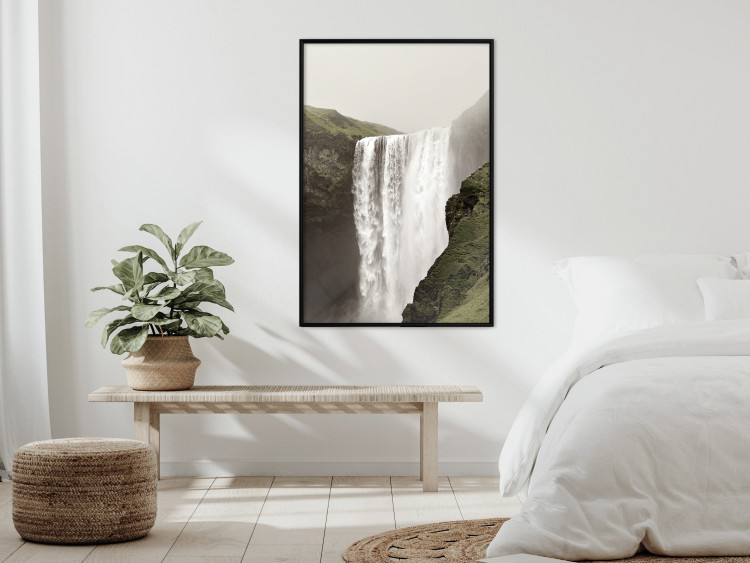 Poster Majesty of Nature - landscape of a waterfall amidst moss-covered rocks 130296 additionalImage 12
