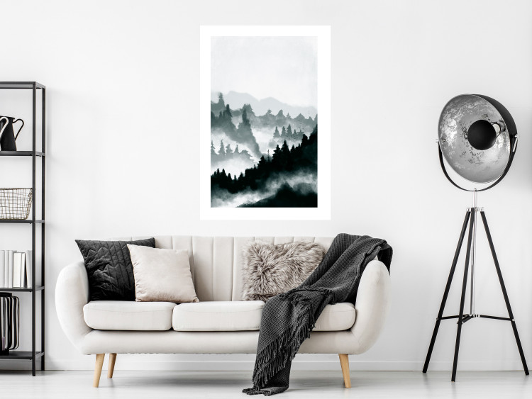 Poster Misty Landscape - misty forest and mountain landscape in a dark composition 130796 additionalImage 5