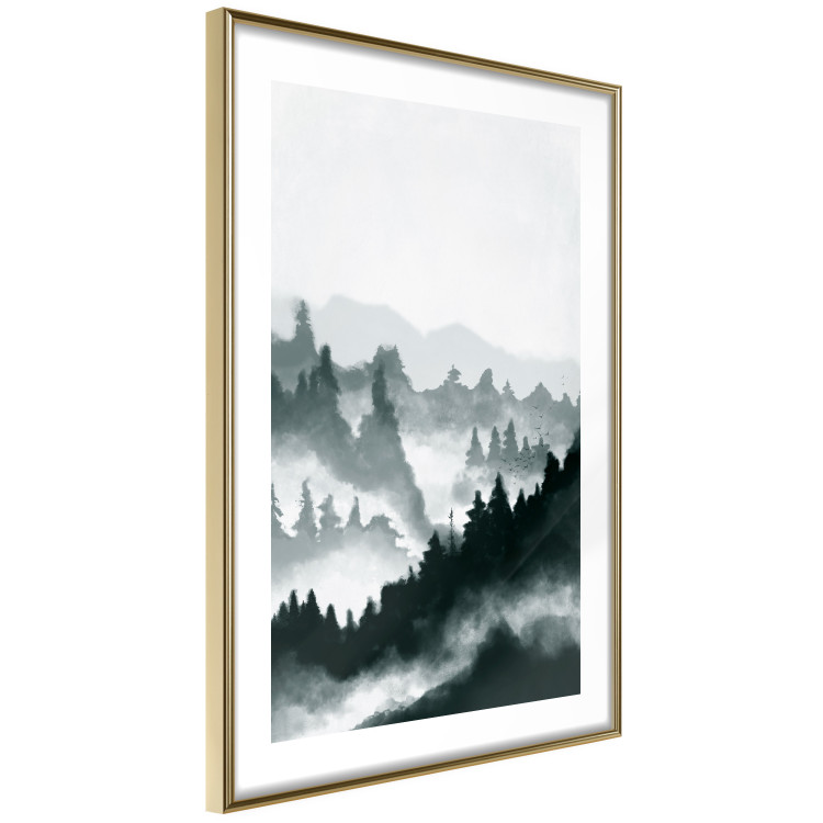 Poster Misty Landscape - misty forest and mountain landscape in a dark composition 130796 additionalImage 9