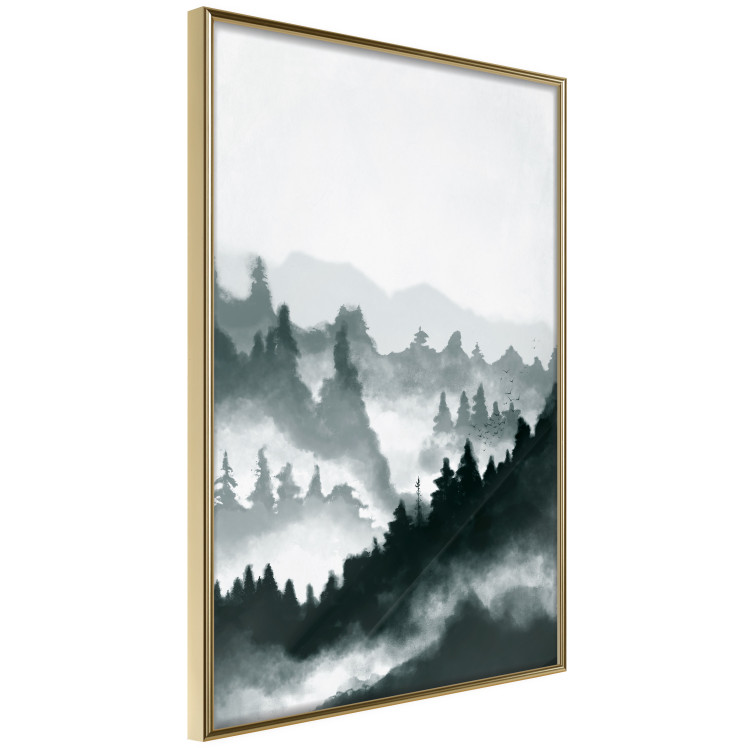 Poster Misty Landscape - misty forest and mountain landscape in a dark composition 130796 additionalImage 12