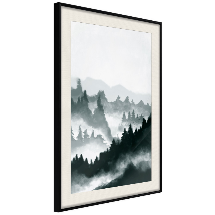 Poster Misty Landscape - misty forest and mountain landscape in a dark composition 130796 additionalImage 2
