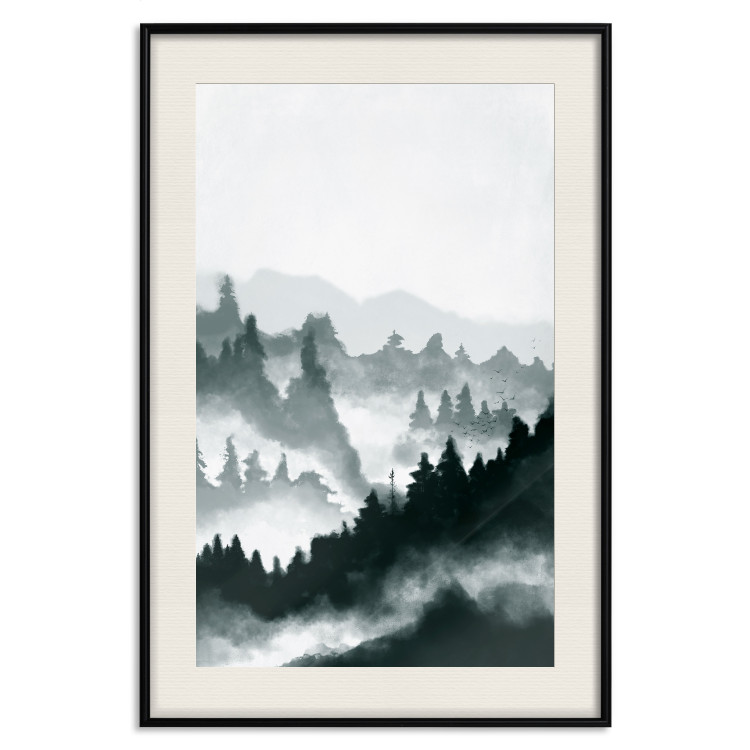 Poster Misty Landscape - misty forest and mountain landscape in a dark composition 130796 additionalImage 19