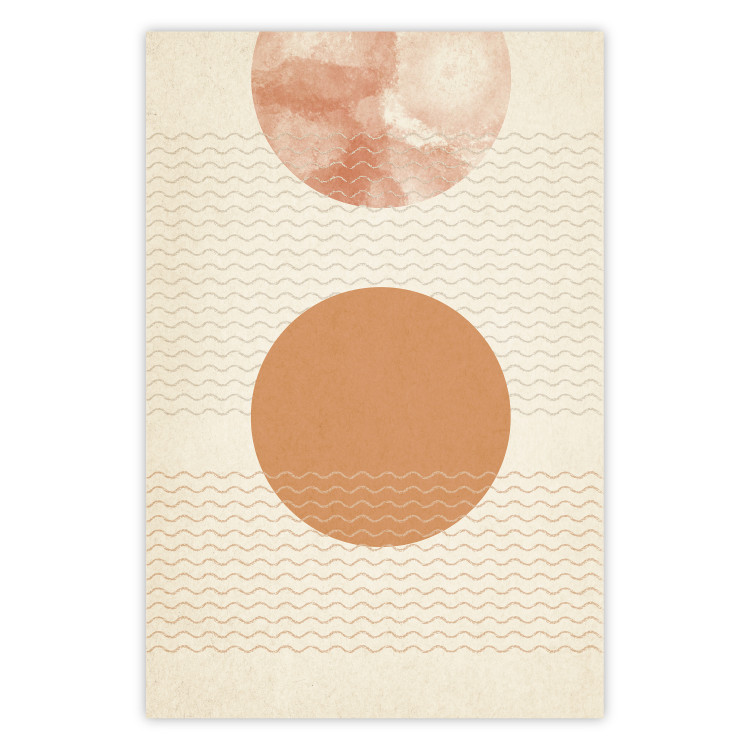 Poster Sun Eclipse - orange circles and stripes in an abstract motif 131796